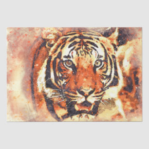 Mousseline Tiger Artisan Aquarelle Découpage papier de tissus