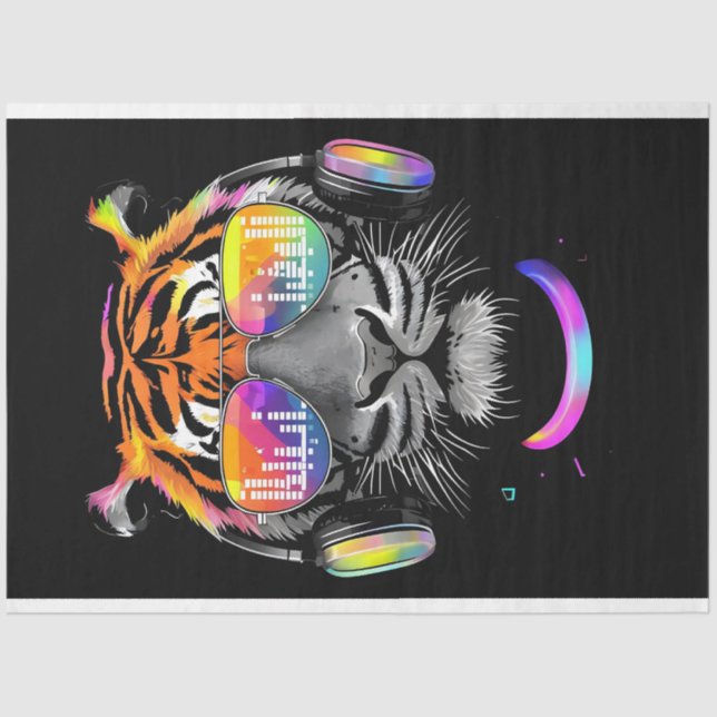 Mousseline Tigre de néon avec casque Papier Tissu (Recto)