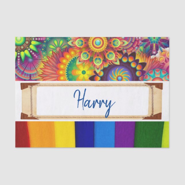 Mousseline Tissu Papier à papier rayures florales (Recto)