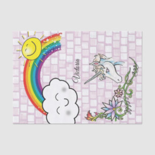 Mousseline Tissu Papier arc-en-ciel Unicorne