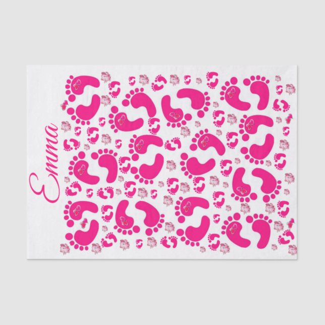 Mousseline Tissu Papier Bébé Pieds Fille Eléphants (Recto)