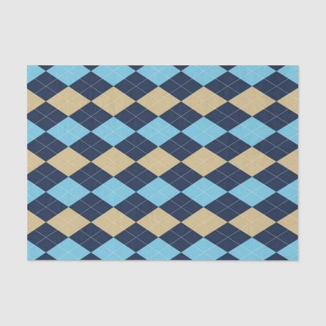 Mousseline Tissu Papier Bleu Plaid (Recto)