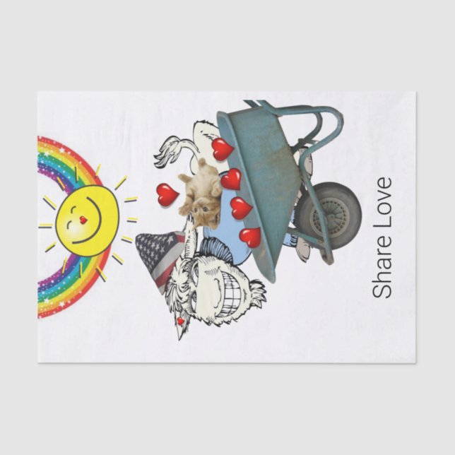 Mousseline Tissu Papier Chèvre Kitten Coeurs rouges Partager  (Recto)