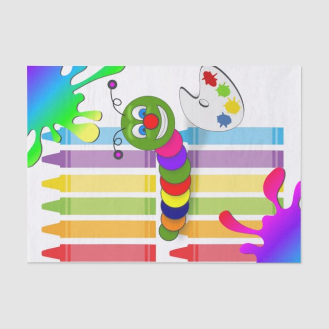Mousseline Tissu Papier Couleurs Crayons Worm (Recto)