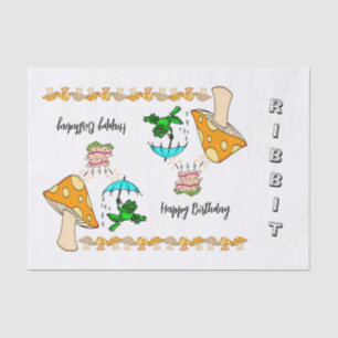 Mousseline Tissu Papier Frog Ribbit Champhroom Joyeux anniver