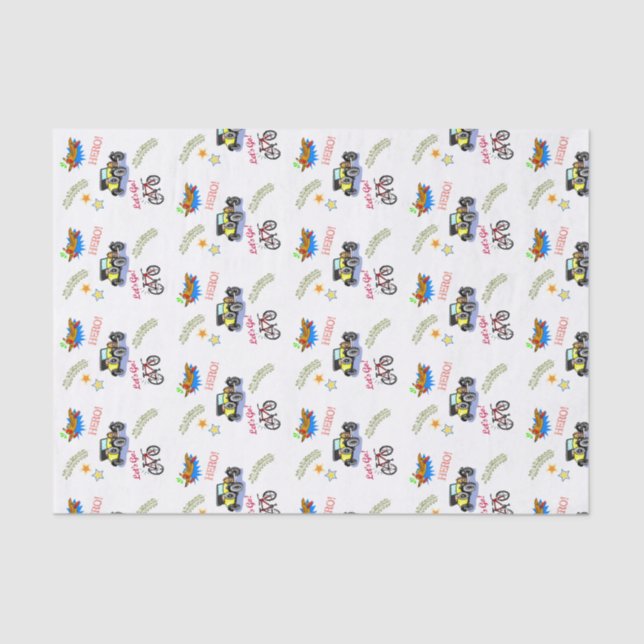 Mousseline Tissu Papier Hero Voiture à vélo avion (Recto)