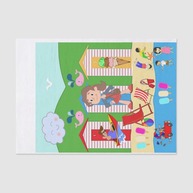 Mousseline Tissu Papier Ice Crème Plage Amusant (Recto)