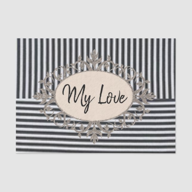 Mousseline Tissu Papier Plage Bande Noire (Recto)