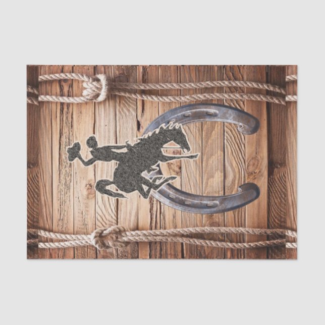 Mousseline Tissu Papier Rodéo Cowboy Corse corde (Recto)