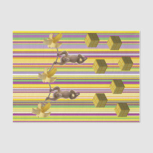Mousseline Tissu Papier Singes Bananes corde Bande
