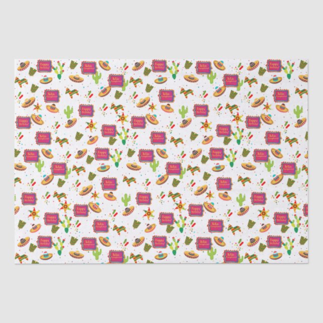Mousseline Tissue Joyeux Anniversaire Fiesta papier (Recto)