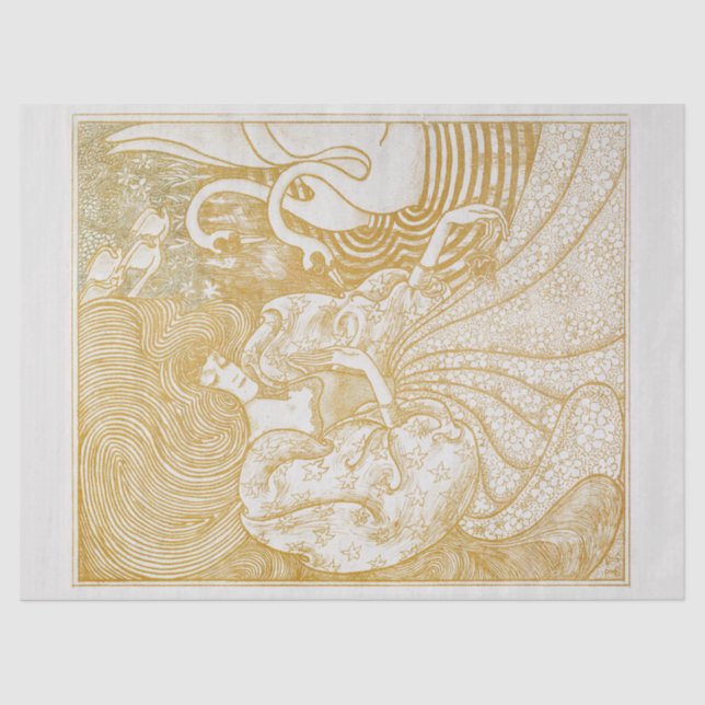 MOUSSELINE TISSUE PAPIER : FEMME AVEC DES SWANS : JAN TOOROP  (Recto)