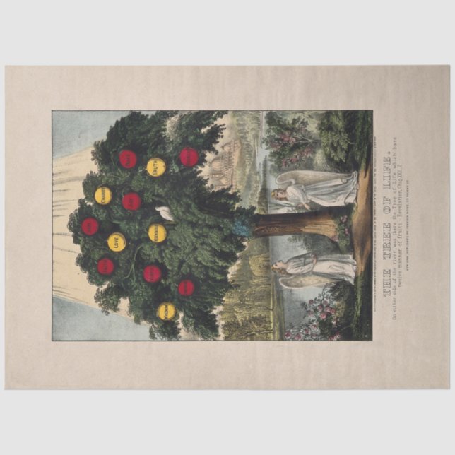 MOUSSELINE TISSUE PAPIER : L'ARBRE DE VIE : BAKEWELL : 1870 (Recto)