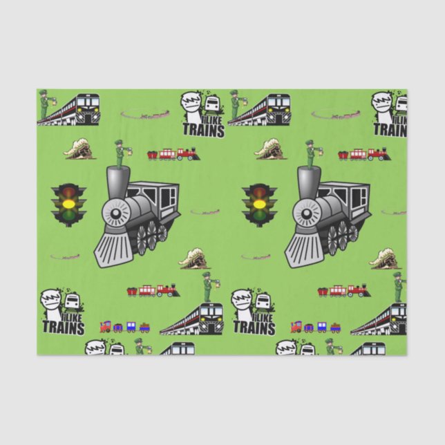 Mousseline Trains en papier de tissu décoratif (Recto)