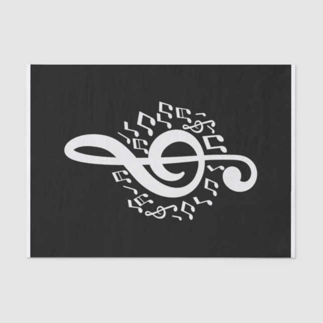 Mousseline Tref Clef Tissu Papier Musique Dessin Découpage (Recto)