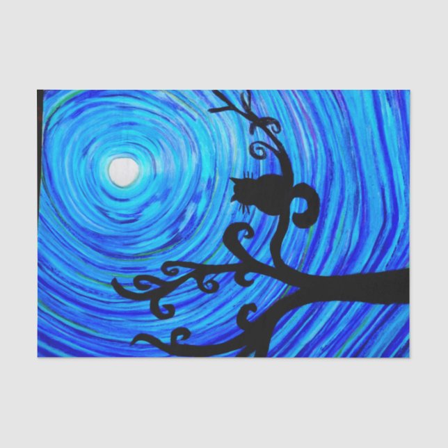 Mousseline TSP 098 - Chat et le clair de lune - papier de (Recto)