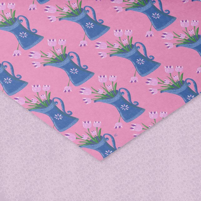 Mousseline Tulip Bouquet Ressort papier Tissu rose (Spring tulip bouquet pink tissue paper .)