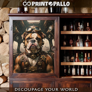 Mousseline Un bouledogue anglais aviateur steampunk Papier de