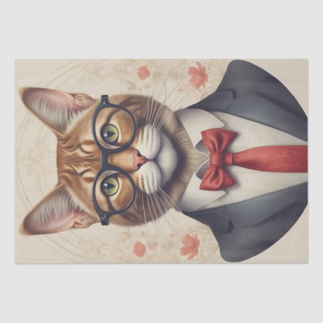 Mousseline Un chat dans le papier de découpage de lunettes (Recto)