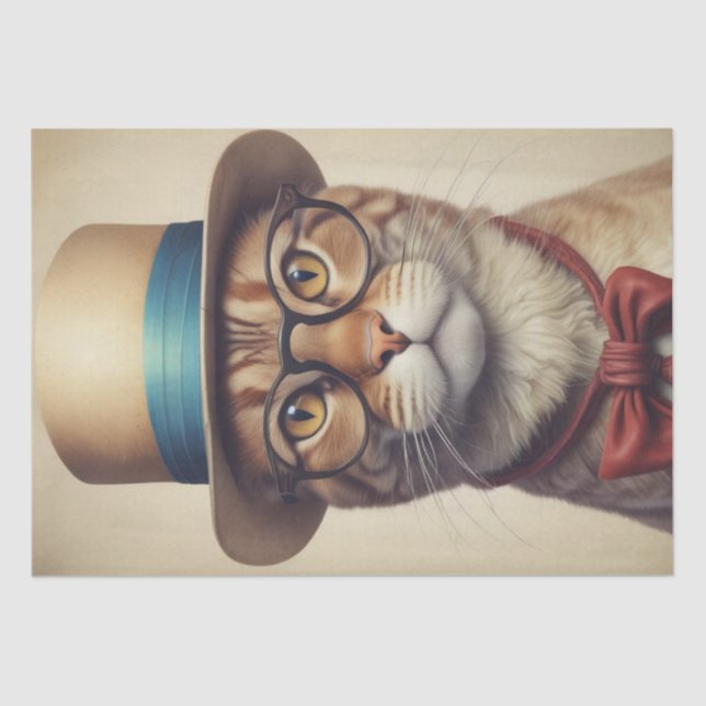 Mousseline Un chat dans le papier de découpage de lunettes (Recto)