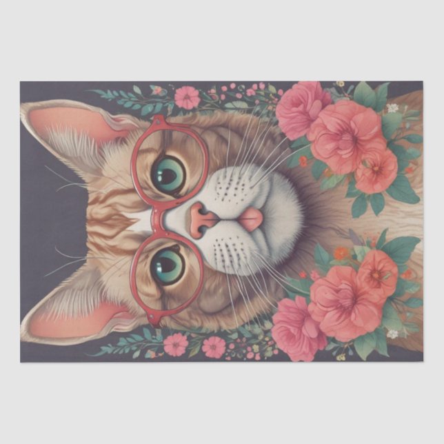 Mousseline Un chat dans le papier de découpage de lunettes (Recto)