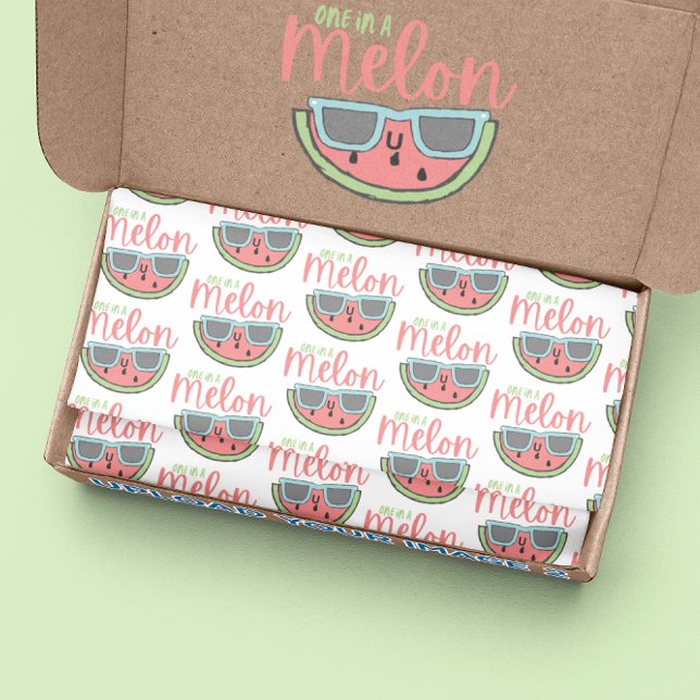 Mousseline Un Dans Un Papier Tissu Melon (Celebrate someone special with this cute watermelon, "One in a melon" tissue paper! )
