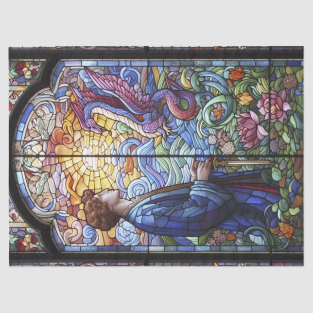 Mousseline Un homme avec du papier Tissu Dragon (Recto)