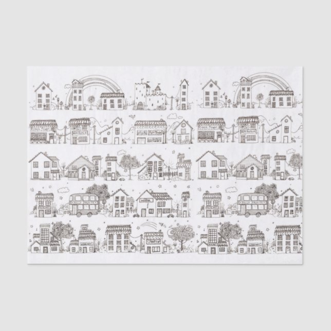 Mousseline Un voyage par le village de griffonnage - papier (Recto)