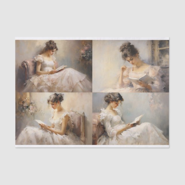 Mousseline Une liseuse Collage 1 papier décolpage (Recto)