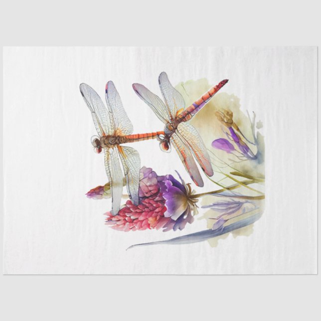 Mousseline Une série de papier aquarelle libellule design 4 (Recto)