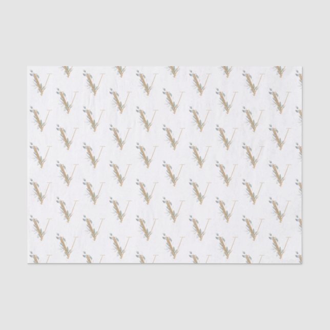 Mousseline V Monogramme Floral Papier Tissu (Recto)