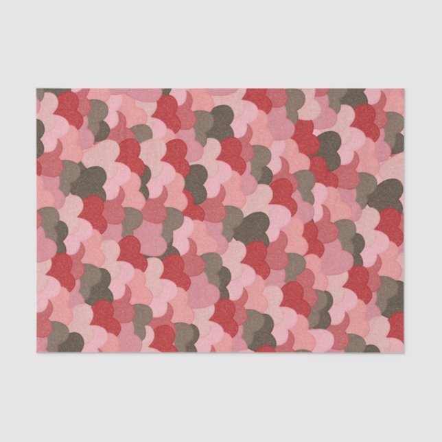 Mousseline Valentines Coeurs Papier Style Camouflage (Recto)