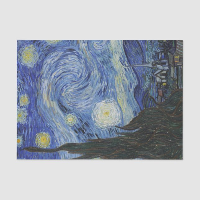 Mousseline Van Gogh La Nuit étoilée Imprimer Papier Tissu (Recto)