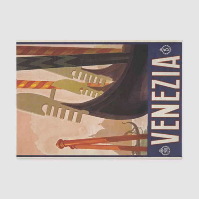 Mousseline Venezia Travel Poster Decoupage Tissu Papier (Recto)