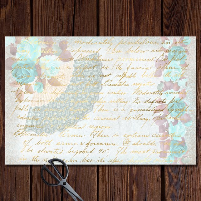 Mousseline Ventilateur en papier victorien Turquoise Rose pap (Créateur téléchargé)