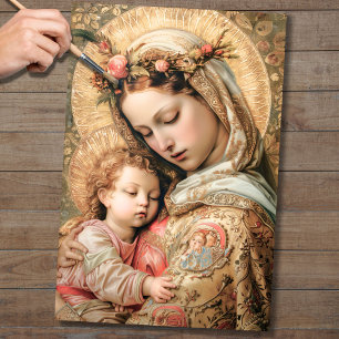 Mousseline Vierge Marie et bébé Jésus 1 Papier Découpage