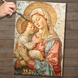 Mousseline Vierge Marie et bébé Jésus 3 Papier Découpage
