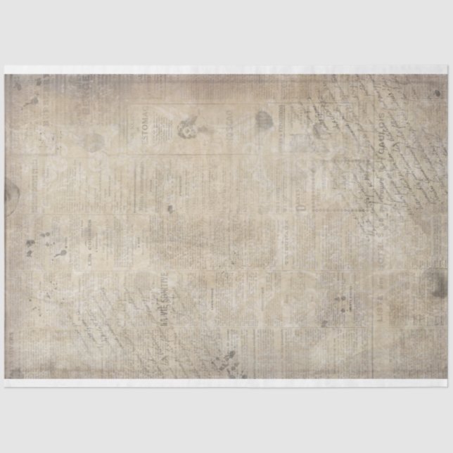 Mousseline Vieux Grungy Vintage Jaune Journal Tissu Papier (Recto)