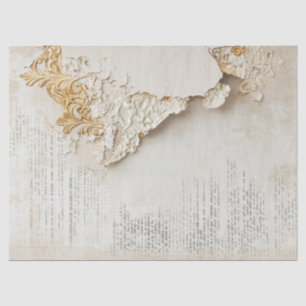 Mousseline Vieux papier avec bords déchirés feuille or mur fi