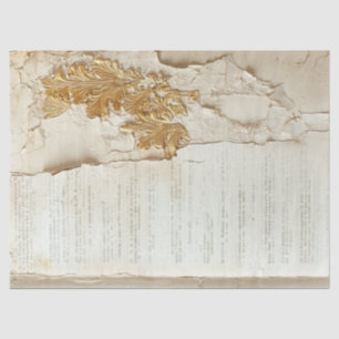 Mousseline Vieux papier avec bords déchirés feuille or mur fi