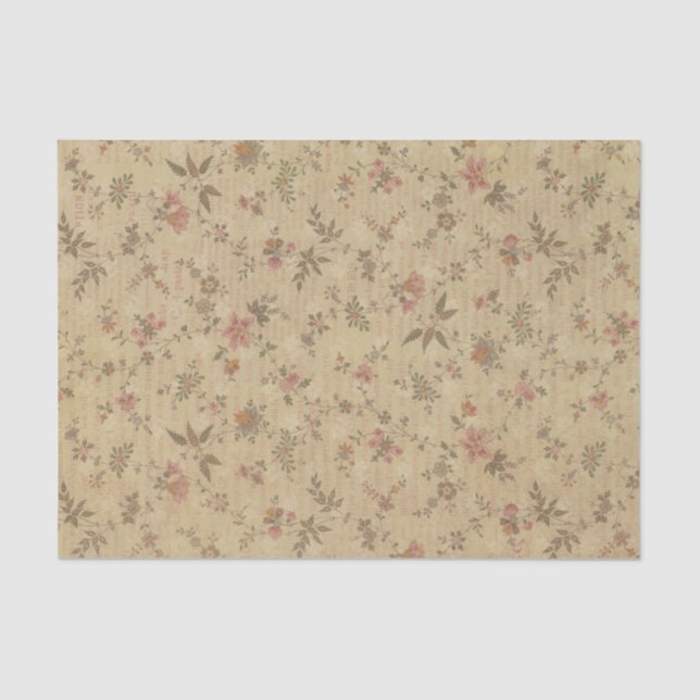 Mousseline Vintage Élégant collage floral Papier Tissu (Recto)