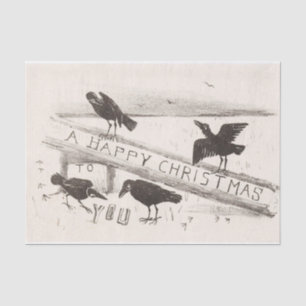 Mousseline Vintage Joyeux Noël Crows Tissu Papier
