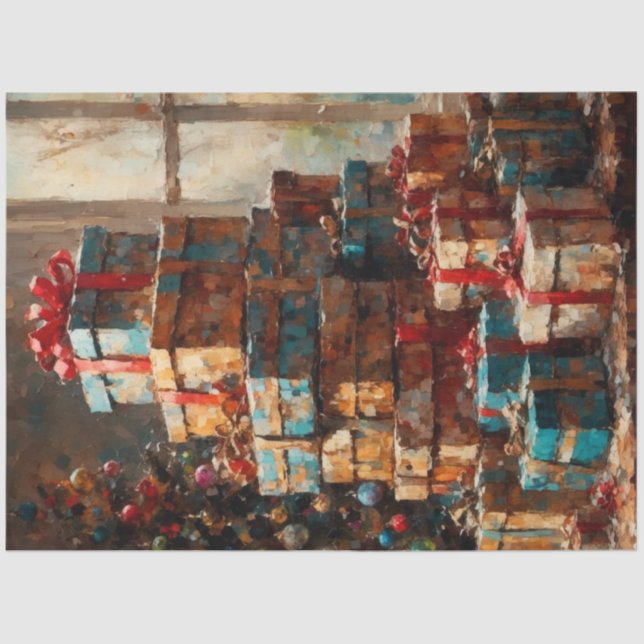 Mousseline Vintage Noël Présente Pile Découpage Papier (Recto)