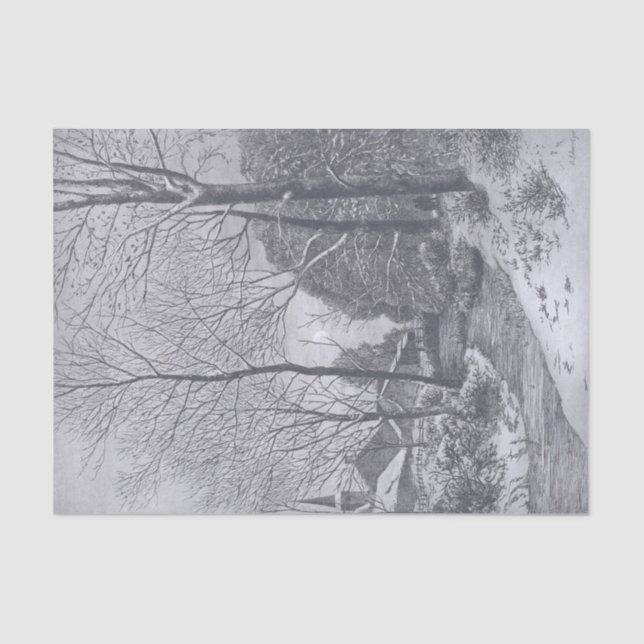 Mousseline Vintage Noël Tissu papier HIVER STROLL (Recto)