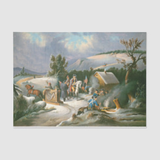 Mousseline Vintage Noël Tissu papier NEIGE, VALLEY FORGE