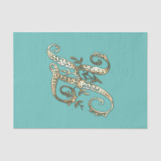 Mousseline Vintage Orné Or Monogramme K Papier Tissu
