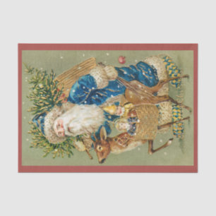 Mousseline Vintage Père Noël Joyeux Noël Papier Tissu