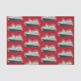 Mousseline Vintage Rouge Titanic Bateau Noël Tissu Papier