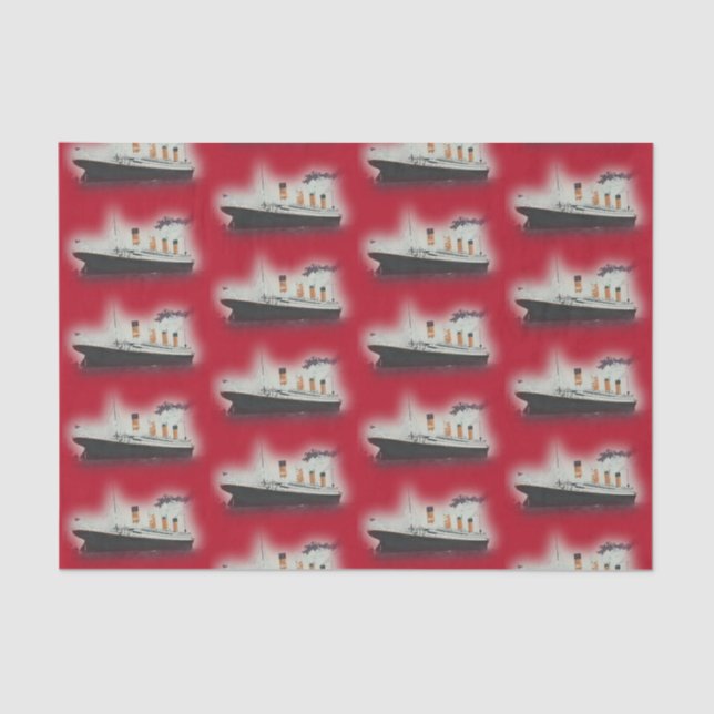 Mousseline Vintage Rouge Titanic Bateau Noël Tissu Papier (Recto)