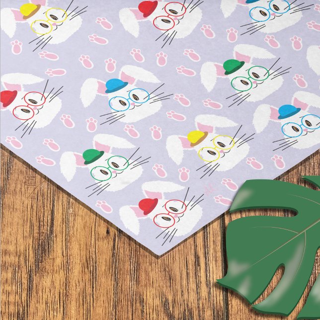 Mousseline Visages de lapin et Empreintes de pattes Papier Ti (Créateur téléchargé)